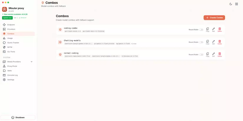 Creating a combo in 9Router