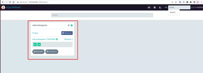 Argo Rollouts dashboard