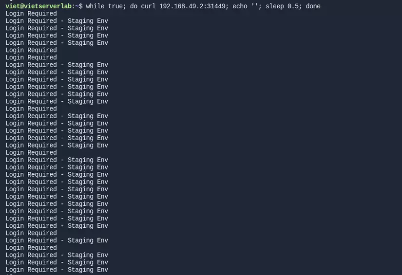 Curl loop output showing mixed responses