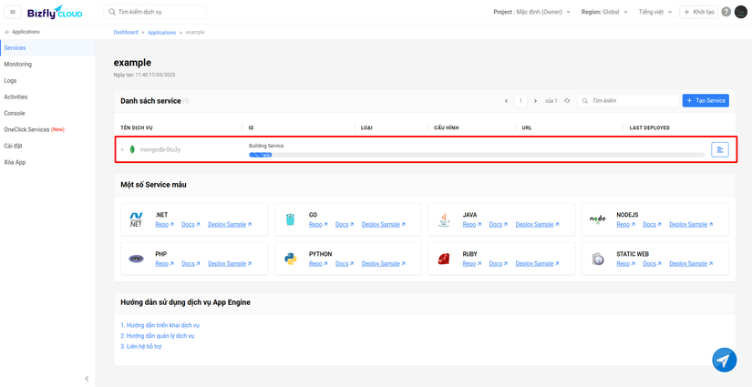 Database deploying