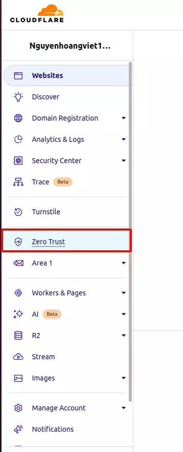 Cloudflare Zero Trust dashboard