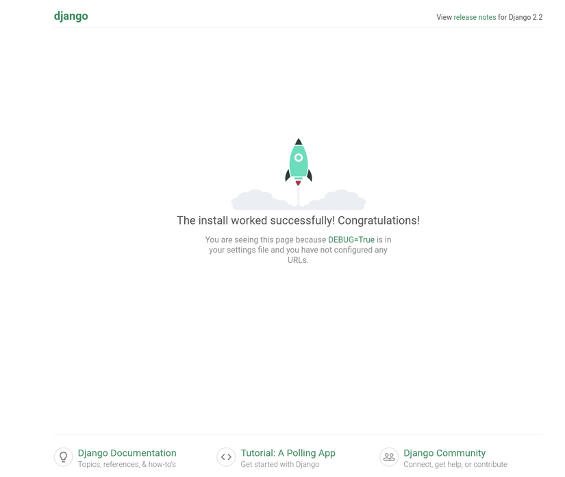 Django default welcome page