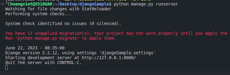 Running the Django dev server