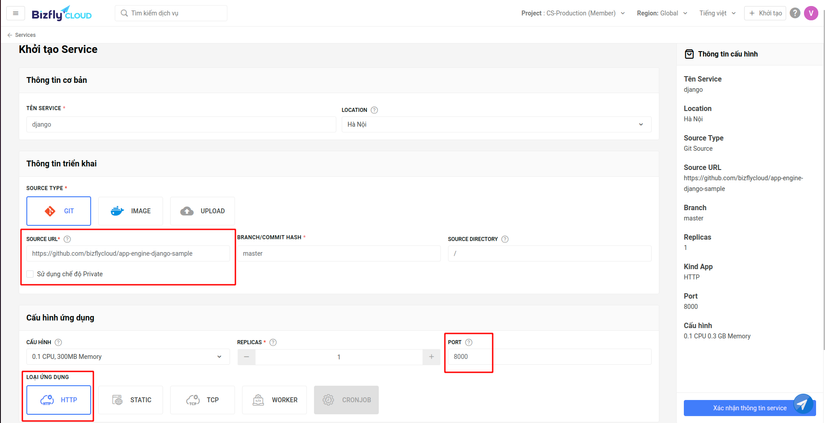 Service configuration
