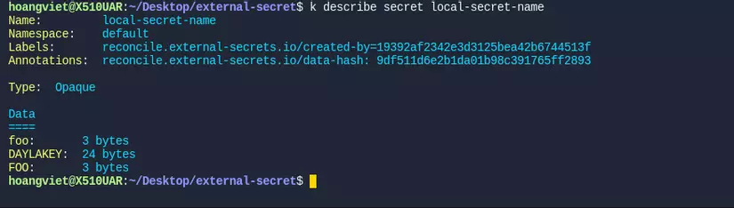 Describing the synced secret