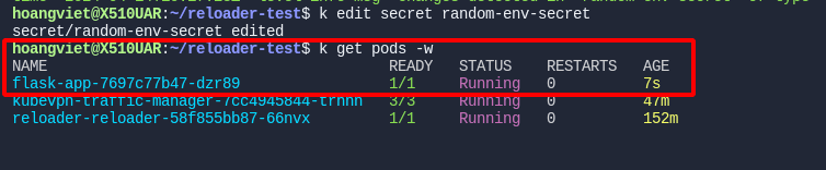 Pod recreated after the secret change