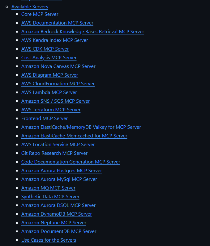 AWS MCP server capabilities