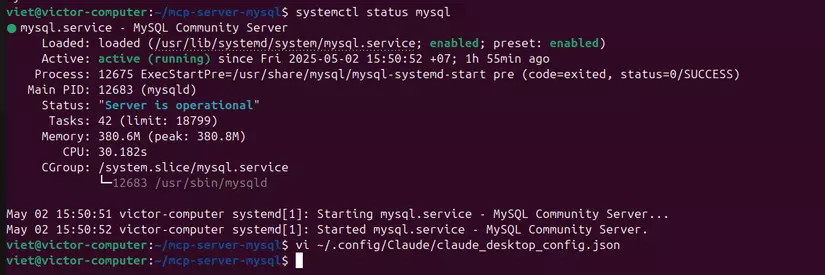MySQL server install and status check