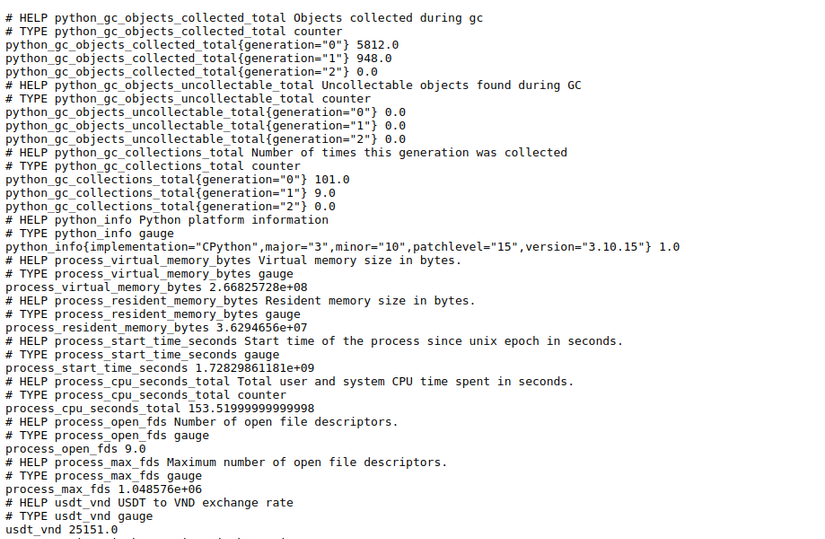 Prometheus metrics endpoint output